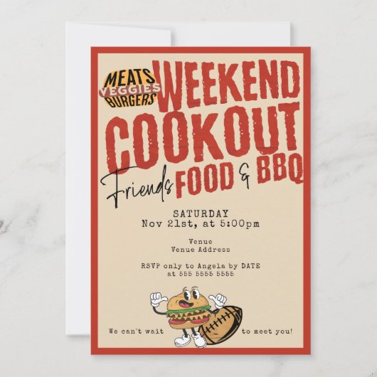 Friendsgiving Potluck GRILLEN & Football Erntedank Einladung (Vorderseite)