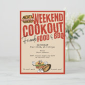 Friendsgiving Potluck GRILLEN & Football Erntedank Einladung (Stehend Vorderseite)