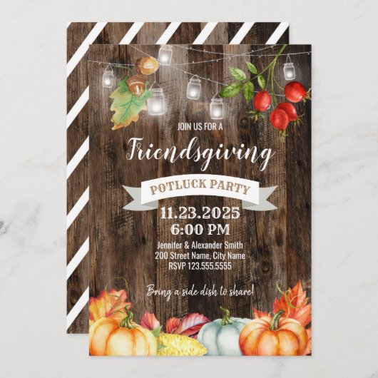 Friendsgiving-Potluck-Party Einladung (Vorne/Hinten)