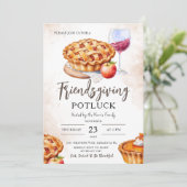 Friendsgiving-Potluck-Party Einladung (Stehend Vorderseite)