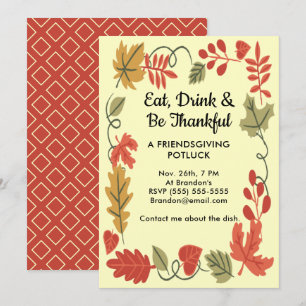Friendsgiving Potluck Yellow Erntedank Einladung