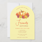Friendsgiving Pumpkin Autumn Leaves Wasserfarbe Einladung (Vorderseite)