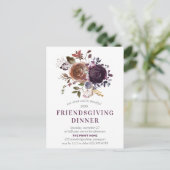 Friendsgiving Rustic Boho Lila Flora Einladung Postkarte (Stehend Vorderseite)