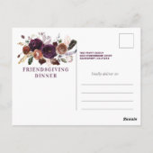 Friendsgiving Rustic Boho Lila Flora Einladung Postkarte (Rückseite)