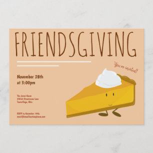 Friendsgiving Smilkin Pumpkin Pie Slice Urlaub Einladung