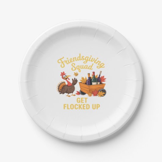 Friendsgiving Squad Get Flocked Up Oversized T-Shi Pappteller (Vorderseite)