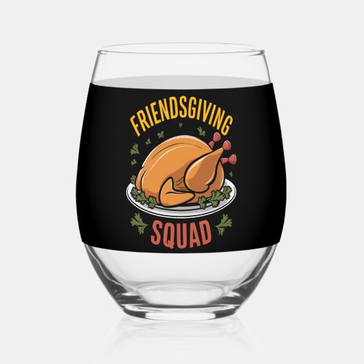 Friendsgiving Squad Türkei Dinner Geschenk Match Weinglas Ohne Stiel (Vorderseite)