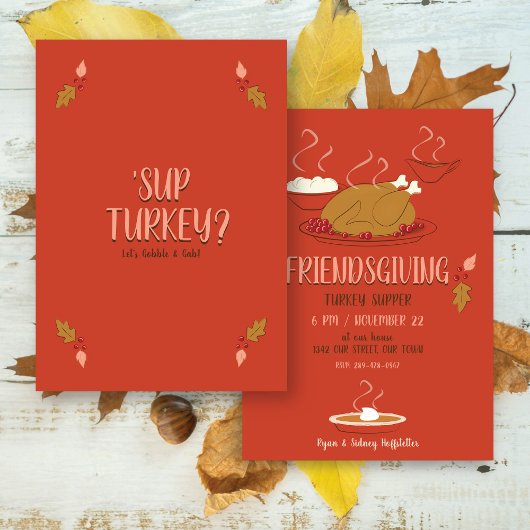 Friendsgiving Supper | Red & Gold Einladung