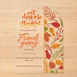 Friendsgiving Thanksgiving Dinner Orange Fall Fun Acryleinladungen