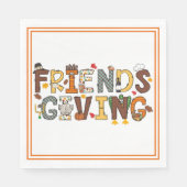 Friendsgiving Themed Orange Border Serviette (Vorderseite)