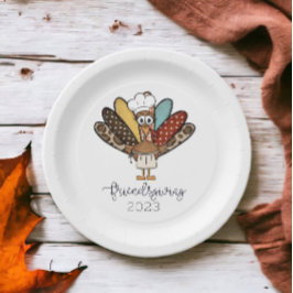 Friendsgiving Turkey Girl Funny Pappteller