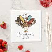 Friendsgiving Turkey Girl Funny Serviette (Beispiel)