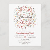 Friendsgiving Typografy Erntedank Dinner Einladungspostkarte (Vorderseite)