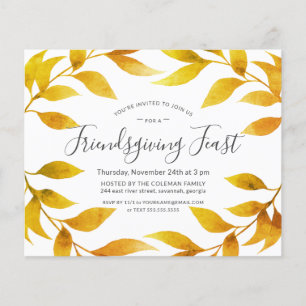 Friendsgiving Watercolor Herbst Gold Wilder Wein