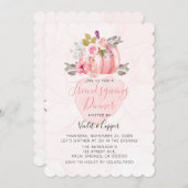 Friendsgiving Watercolor Pumpkin Peony Pink Einlad Einladung (Vorne/Hinten)