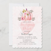 Friendsgiving Watercolor Pumpkin Peony Pink Einlad Einladung (Vorderseite)
