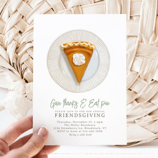 Friendsgiving Watercolor Pumpkin Pie Einladung