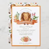 Friendsgiving Watercolor Türkei Abendessen Einladu Einladung (Vorne/Hinten)