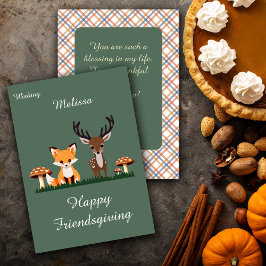 Friendsgiving Whimsical Woodlands Individuelle Nam Feiertagskarte