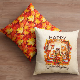 Friendsgiving Woodland Animes Herbstleaves Kissen