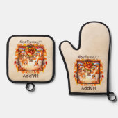 Friendsgiving Woodland Animes Herbstleaves Ofenhandschuh & Topflappen-Set (Vorderseite)