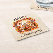 Friendsgiving Woodland Animes Herbstleaves Rechteckiger Pappuntersetzer (angewinkelt)