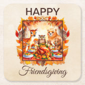 Friendsgiving Woodland Animes Herbstleaves Rechteckiger Pappuntersetzer (Vorderseite)