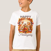 Friendsgiving Woodland Animes Herbstleaves T-Shirt (Vorderseite)