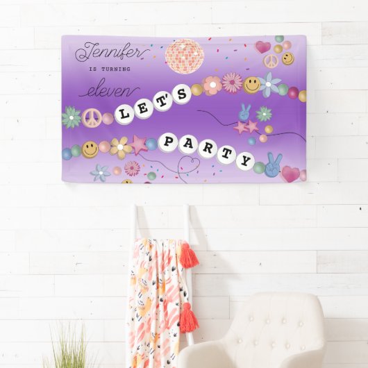 Friendship Bracelet Girl Jewelry Birthday Party Banner (Insitu)