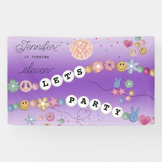 Friendship Bracelet Girl Jewelry Birthday Party Banner (Horizontal)