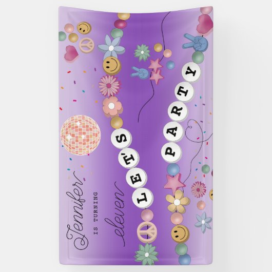 Friendship Bracelet Girl Jewelry Birthday Party Banner (Vertikal)