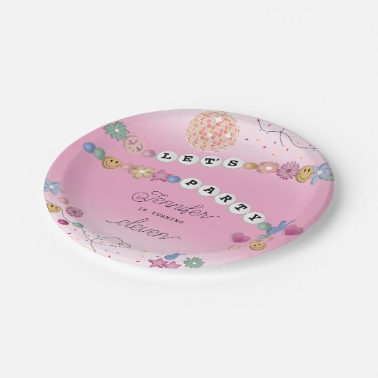 Friendship Bracelet Girl Jewelry Birthday Party Pappteller (Schrägansicht)