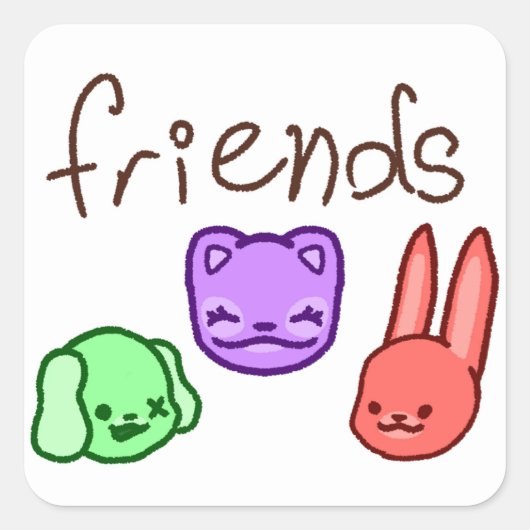 Friendship Colorful Animal Friends Sticker (Vorderseite)