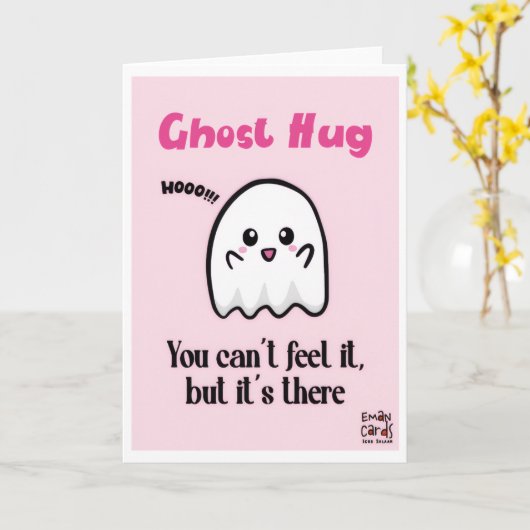 Friendship - Cute Ghost Hug Karte (Gelbe Blume)