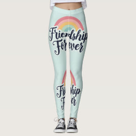"Friendship Forever" Zitat in Pastel Rainbow Color Leggings