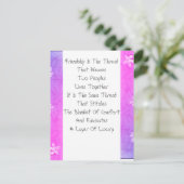 Friendship Is The Thread Postkarte (Stehend Vorderseite)