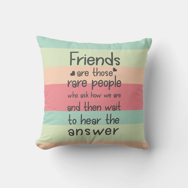 Friendship Quote Stripes Pastel Niedlich Friendly  Kissen (Vorderseite)