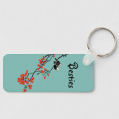 Friendship Zitat Zwei Vogelroten Blätter Monogramm Schlüsselanhänger (Vorderseite)