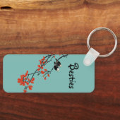 Friendship Zitat Zwei Vogelroten Blätter Monogramm Schlüsselanhänger (Vorderseite)
