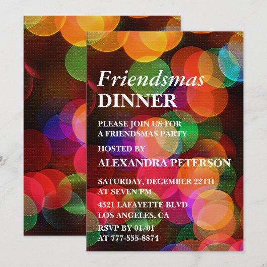 Friendsmas Einladung Dinner Confetti Sparkle (Vorne/Hinten)