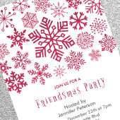 Friendsmas Einladung Weihnachten Schneeflocken Rot