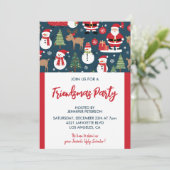 Friendsmas Einladungen Weihnachtsbäume Schneemann (Stehend Vorderseite)