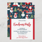 Friendsmas Einladungen Weihnachtsbäume Schneemann (Vorne/Hinten)