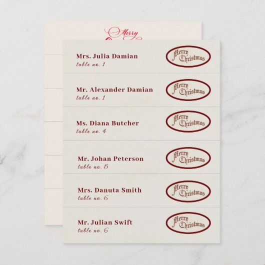 Friendsmas Jolarly Christmas Dinner Platzkarten (Vorne/Hinten)