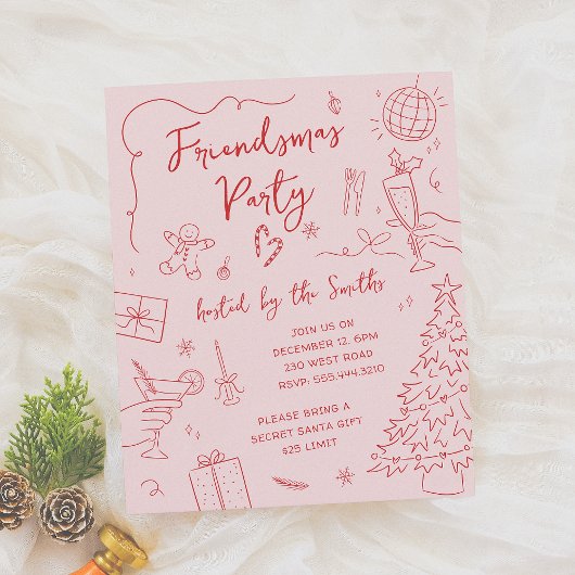 Friendsmas Whimsical Doodle Weihnachtsbudget Party