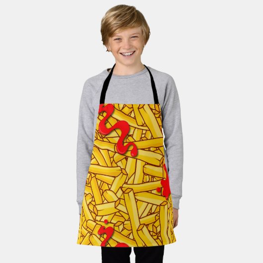 Fries and Ketchup Funny Cartoon Schürze (Getragen)