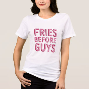 Fries Before Typ in Imitaten Stickerei Tri-Blend Shirt