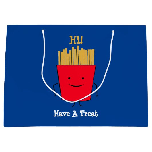 Fries Cartoon Gift Bag Große Geschenktüte (Vorderseite)