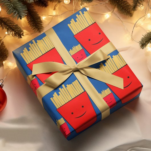 Fries Cartoon Wrapping Paper Geschenkpapier