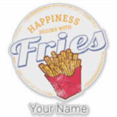 Fries Chips Snack Vintages Potato oder Französisch Aufkleber (Vorderseite)